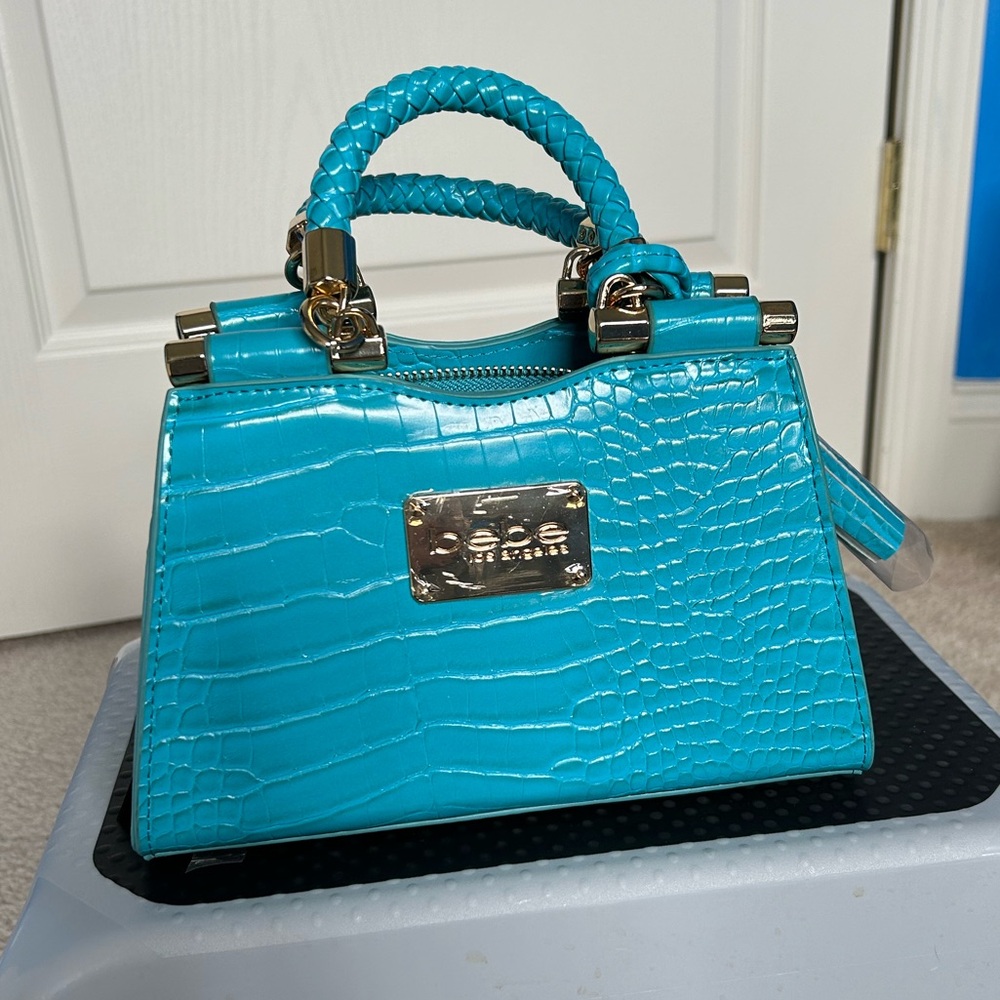 Bebe Natalie Mini Croco Top Handle Crossbody